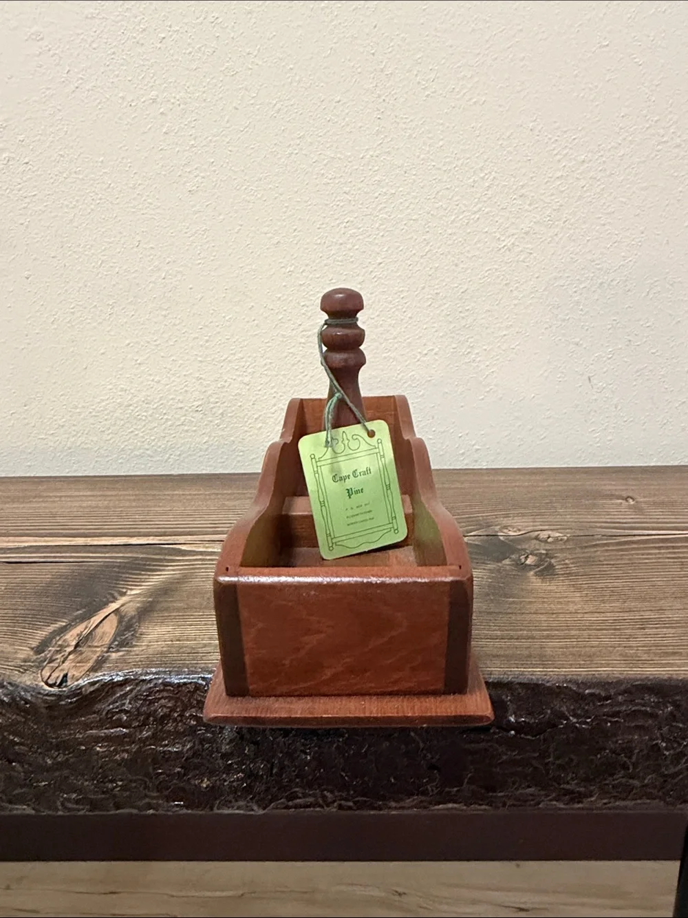 Vintage Cape Craft Pine Wooden Organizer Desktop Caddy Rustic Farmhouse Entryway